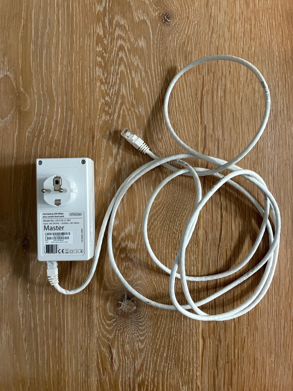 Sitecom Homeplug 200 Mbps plus socket dual pack Master unit, Ophalen, Gebruikt