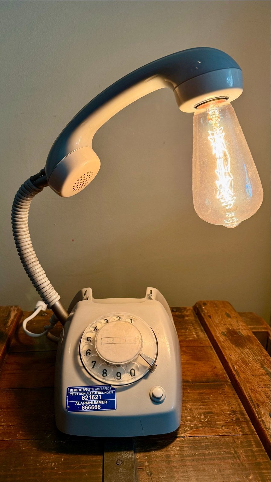 Unieke T65 Telefoonlamp - Retro Tafellamp, Vintage, Gebruikt, Kunststof, Ophalen of Verzenden