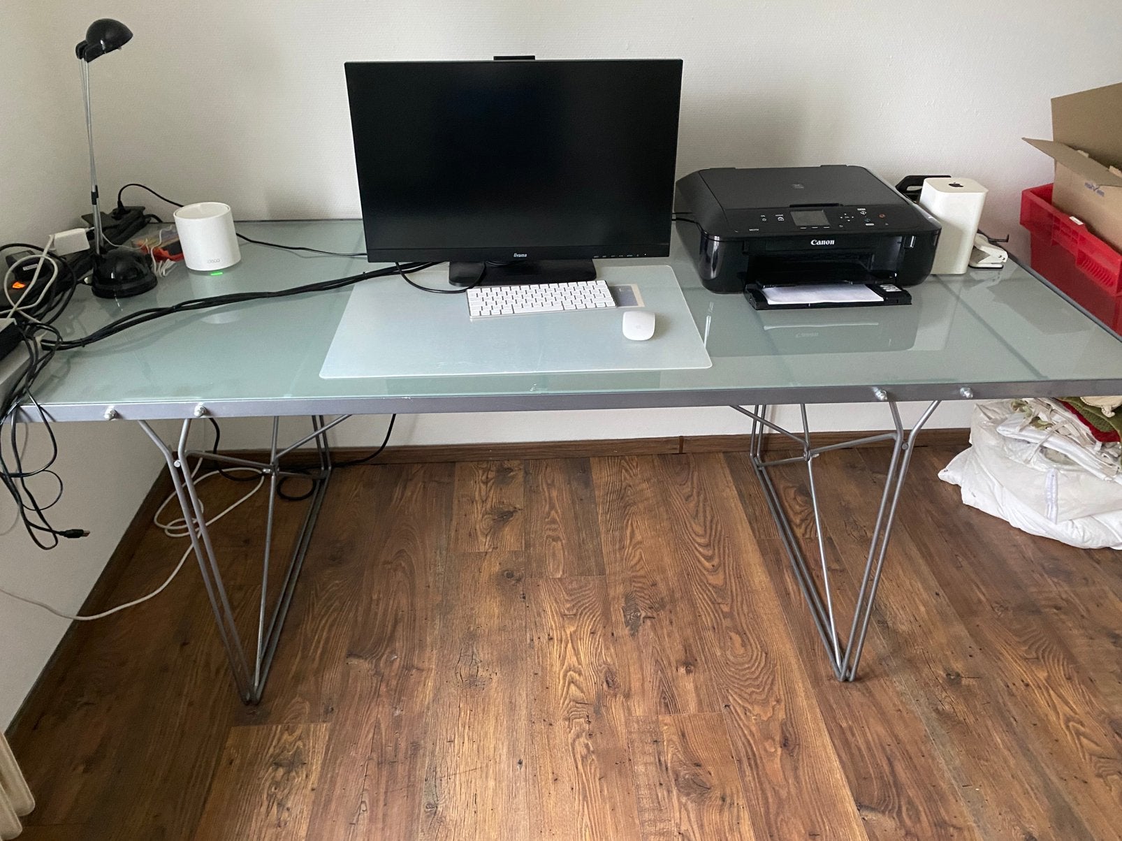 Tafel met glazen blad (Ikea), Ophalen, Gebruikt, 50 tot 100 cm, Glas