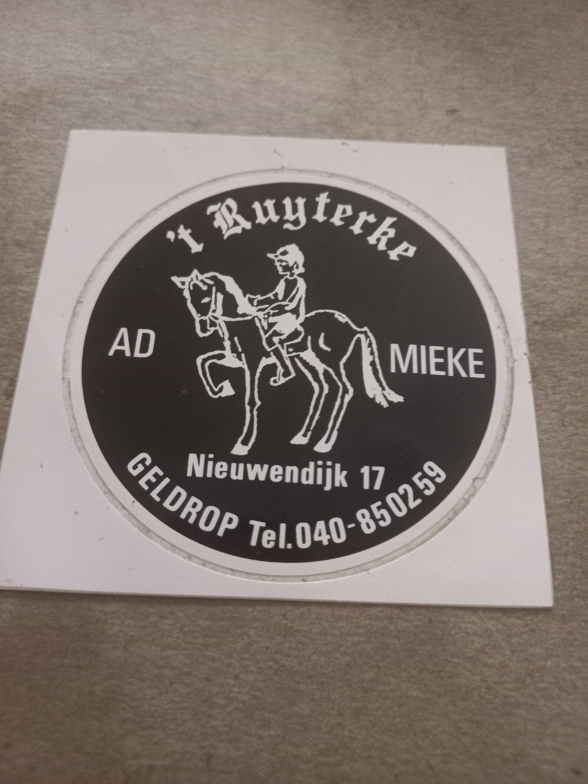 Vintage Sticker 't Ruyterke Geldrop Nieuwendijk 17, Ophalen of Verzenden, Gebruikt