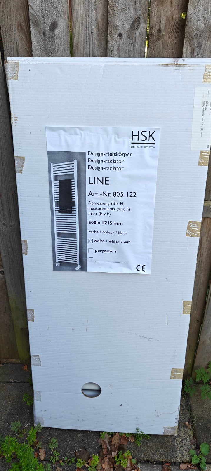 HSK Design-radiator LINE wit 500x1215 mm, Ophalen, Radiator, Nieuw, Minder dan 60 cm