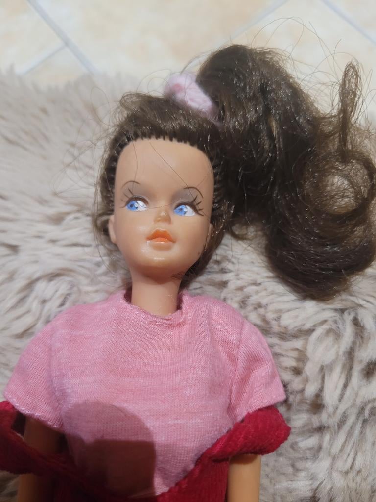 Barbie Pop met roze en rode jurk, Ophalen of Verzenden, Barbie