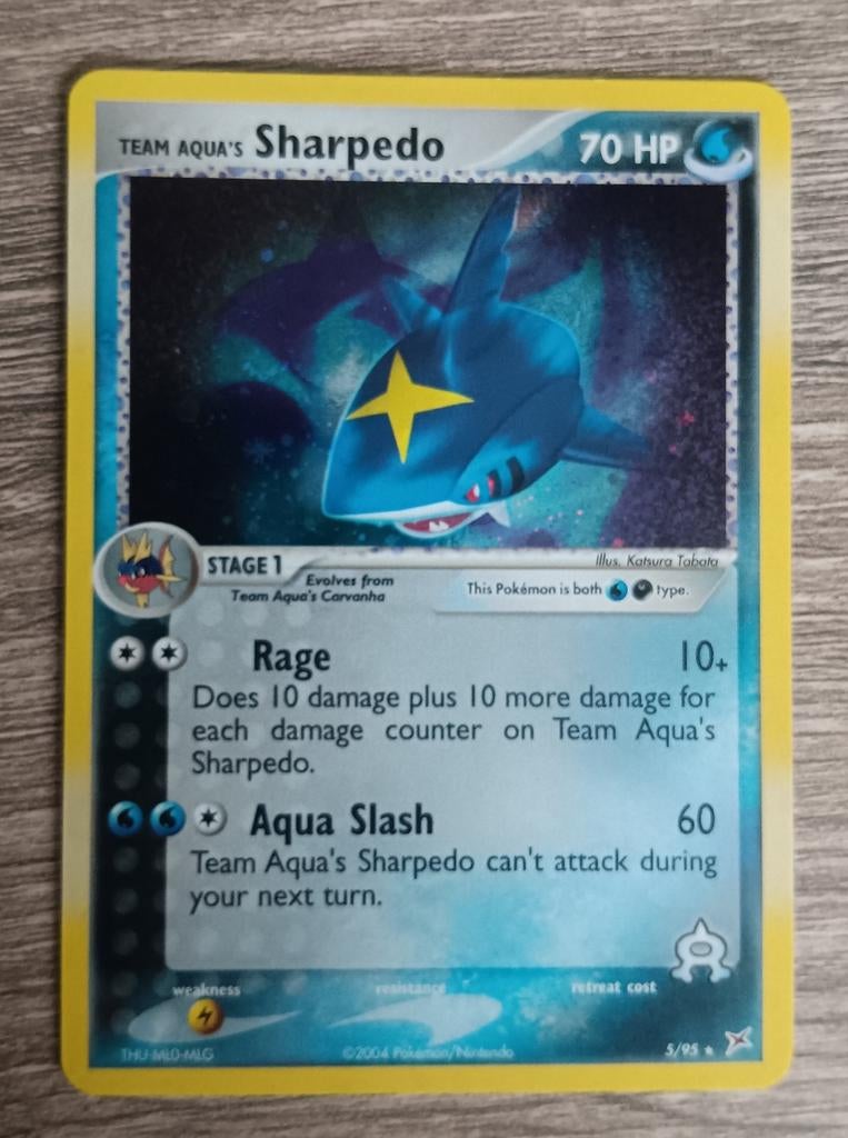 Team Aqua's Sharpedo holo EX Team Magma vs Team Aqua, Ophalen of Verzenden, Zo goed als nieuw