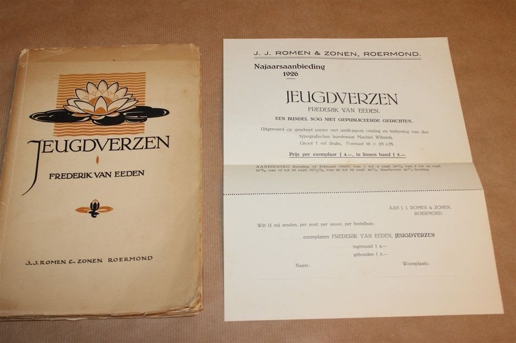 Frederik van Eeden - Jeugdverzen 1926 - met originele brochu, Ophalen of Verzenden, Gelezen