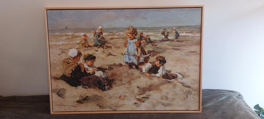 Kinderen spelend aan het strand, Antiek en Kunst, Kunst | Schilderijen | Klassiek, Ophalen of Verzenden