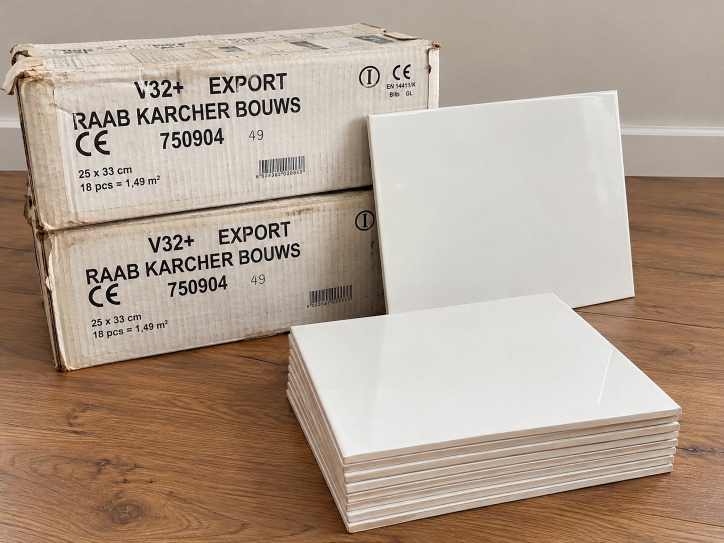 46 witte wandtegels | 25x33 cm | Nieuw | 3,8 m², Ophalen, Nieuw, 20 tot 40 cm, Wandtegels