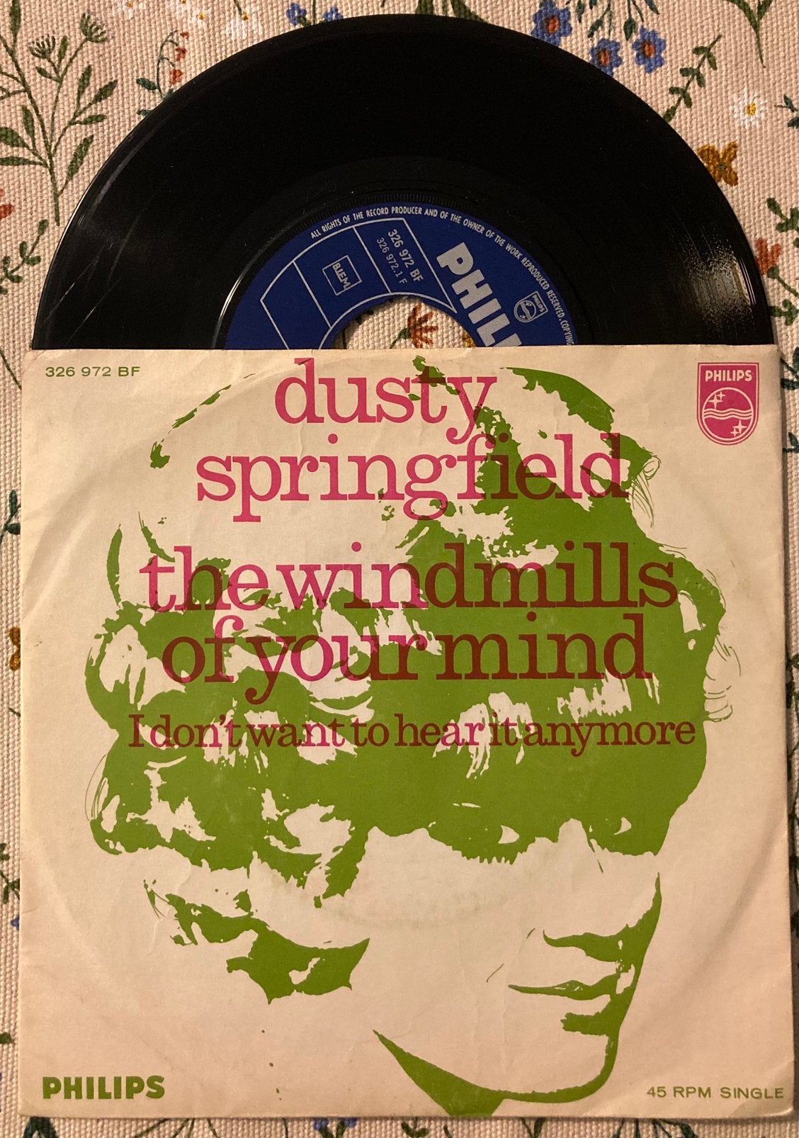 Vinyl single Dusty Springfield - the windmills of your mind, Gebruikt, 7 inch, Ophalen of Verzenden, Pop