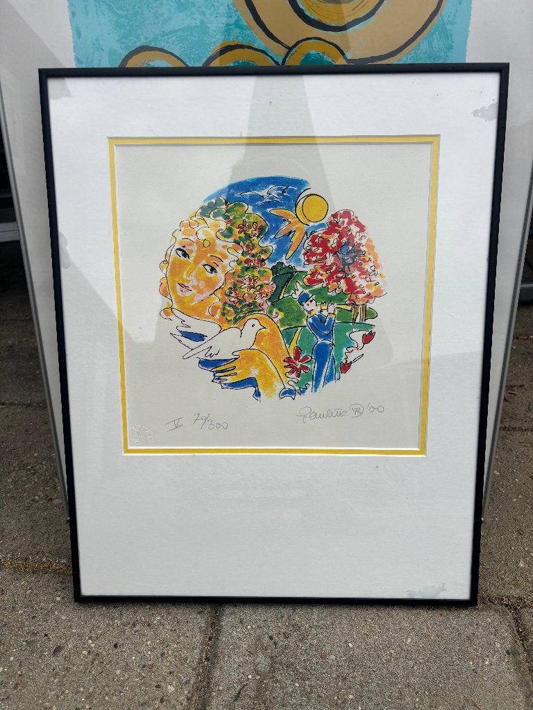 Gesigneerde kleurrijke kunstdruk Pauline B 79/300 uit 2000, Antiek en Kunst, Ophalen, Gelimiteerde oplage, Portret en Figuren
