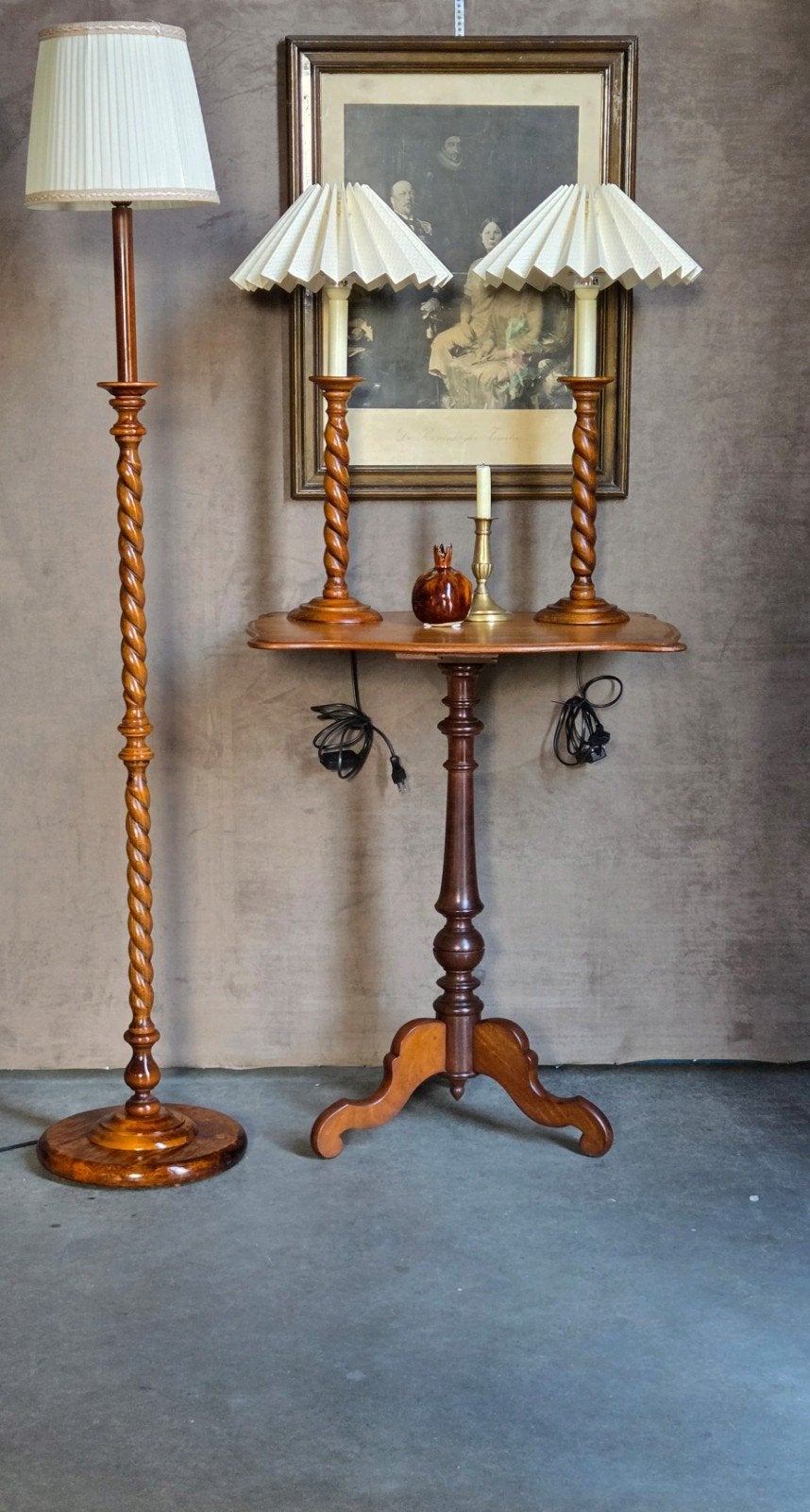 set : 2 schemerlampen staande vloerlamp lamp gedraaide voet, Ophalen