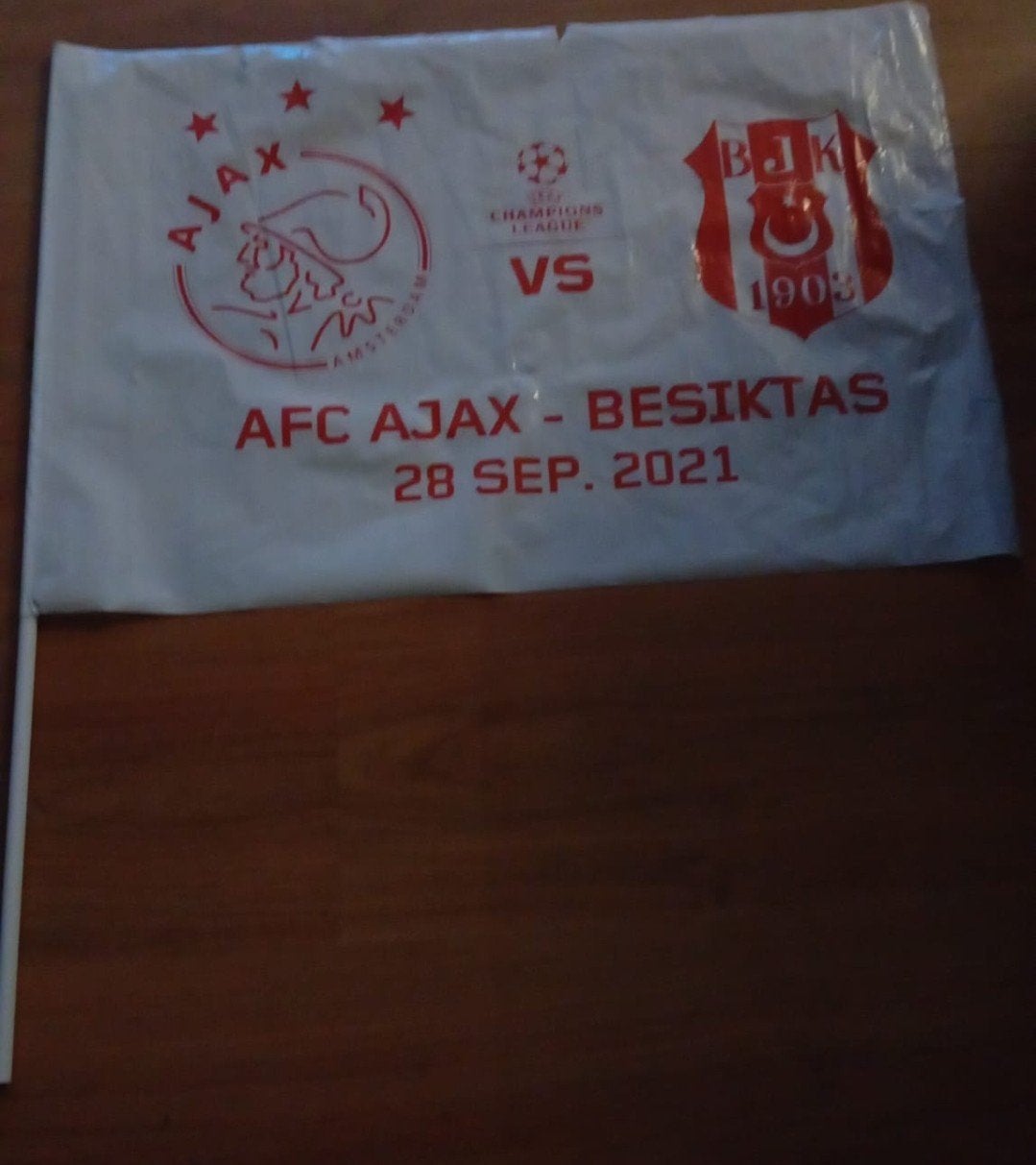 Ajax - Besiktas Champions League Vlaggetje 28 Sep 2021, Ophalen of Verzenden