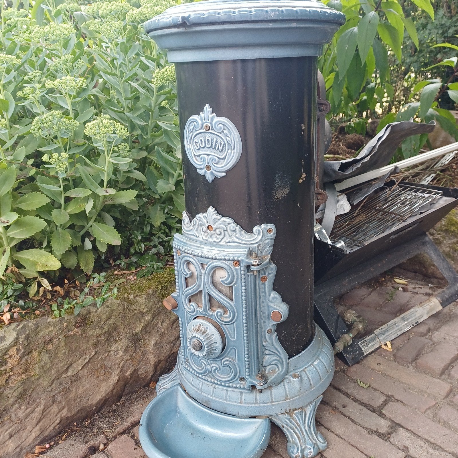 Antieke Godin Kolenkachel - Decoratieve Kachel, Huis en Inrichting, Kachels, Ophalen, Gebruikt, Overige brandstoffen, Vrijstaand