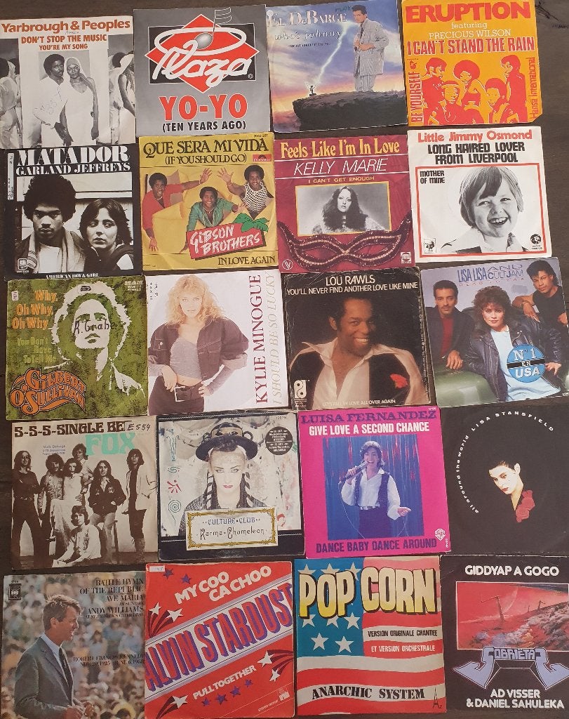 Partij/verzameling singles jaren 70 en 80 (200 stuks), Gebruikt, 7 inch, Pop, Fotohoes