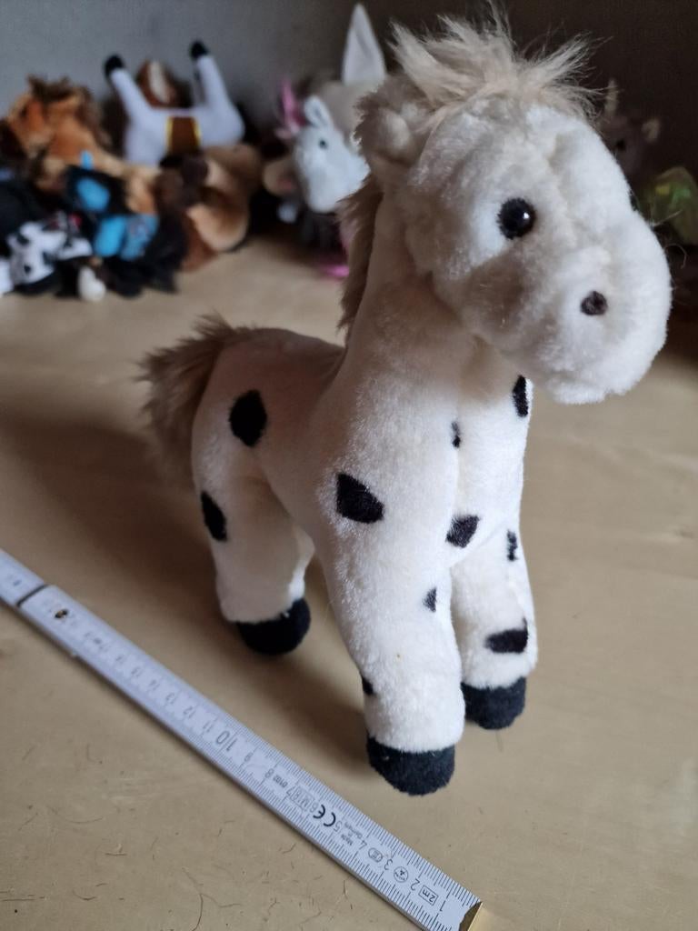 Wit paard knuffel met zwarte vlekken, Ophalen of Verzenden