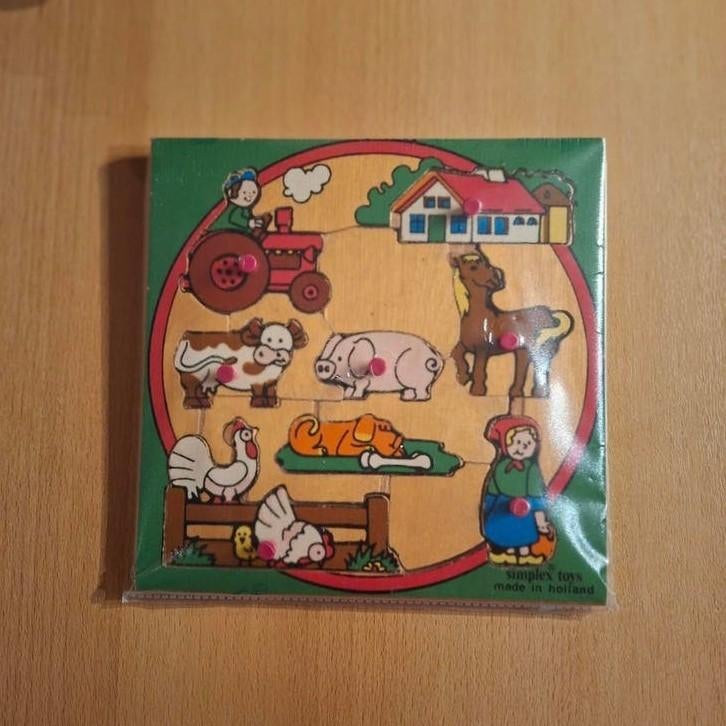 Houten Boerderij Puzzel - Simplex Toys, 2 tot 4 jaar, Gebruikt, 10 tot 50 stukjes, Ophalen of Verzenden