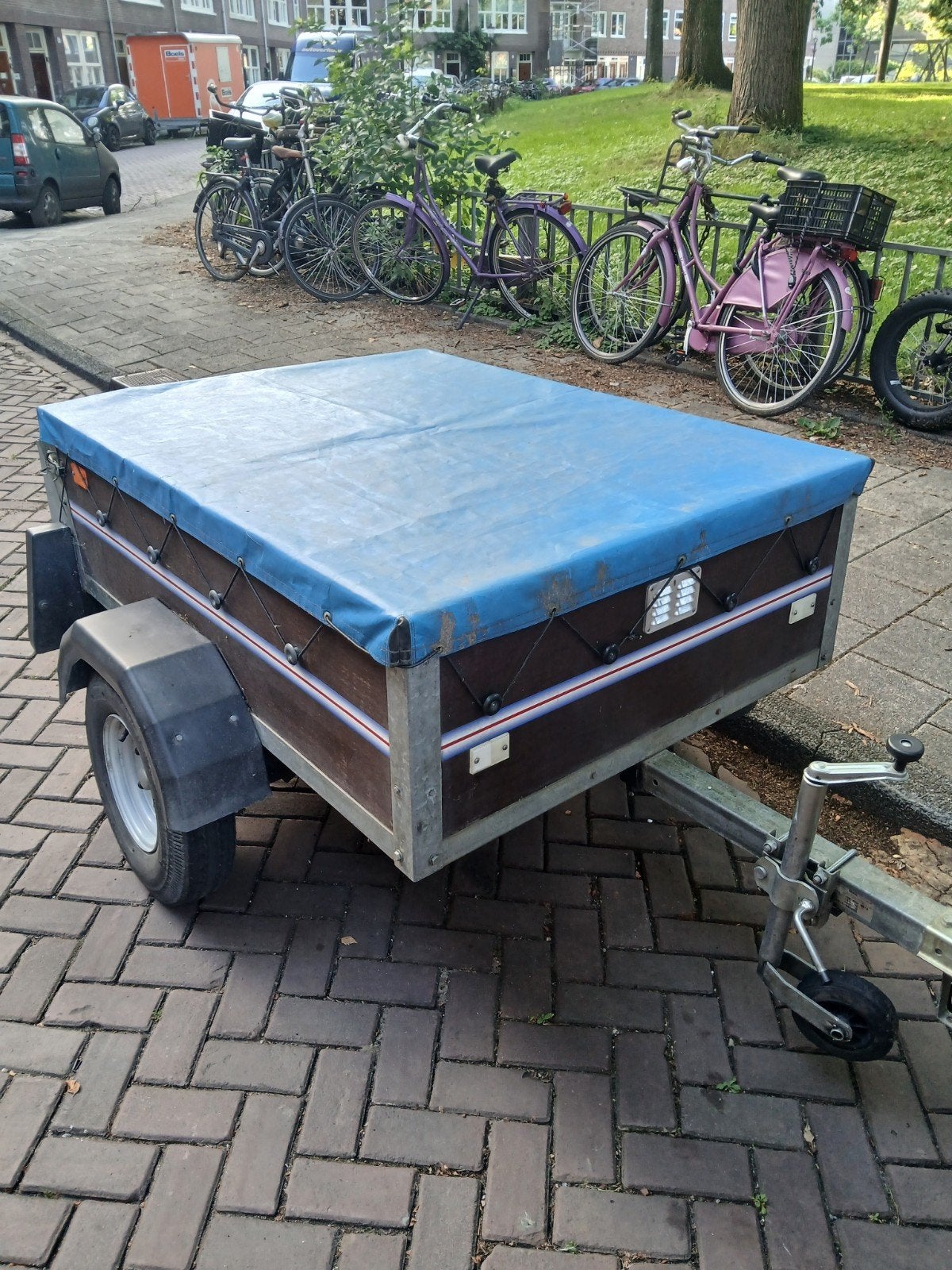 Aanhangwagen met reservewiel en afdekzeil - weinig gebruikt, Auto diversen, Aanhangers en Bagagewagens, Ophalen