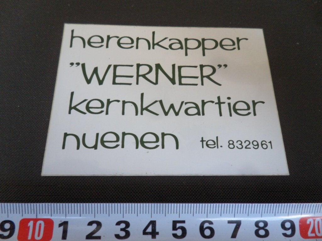 sticker Nuenen Herenkapper WERNER Kernkwartier 040-832961, Ophalen, Zo goed als nieuw