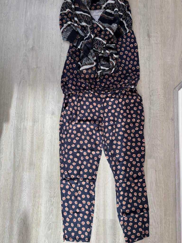 Stijlvol set met stippen en zebraprint sjaal, Maat 38/40 (M), Overige typen, Blauw, Ophalen of Verzenden
