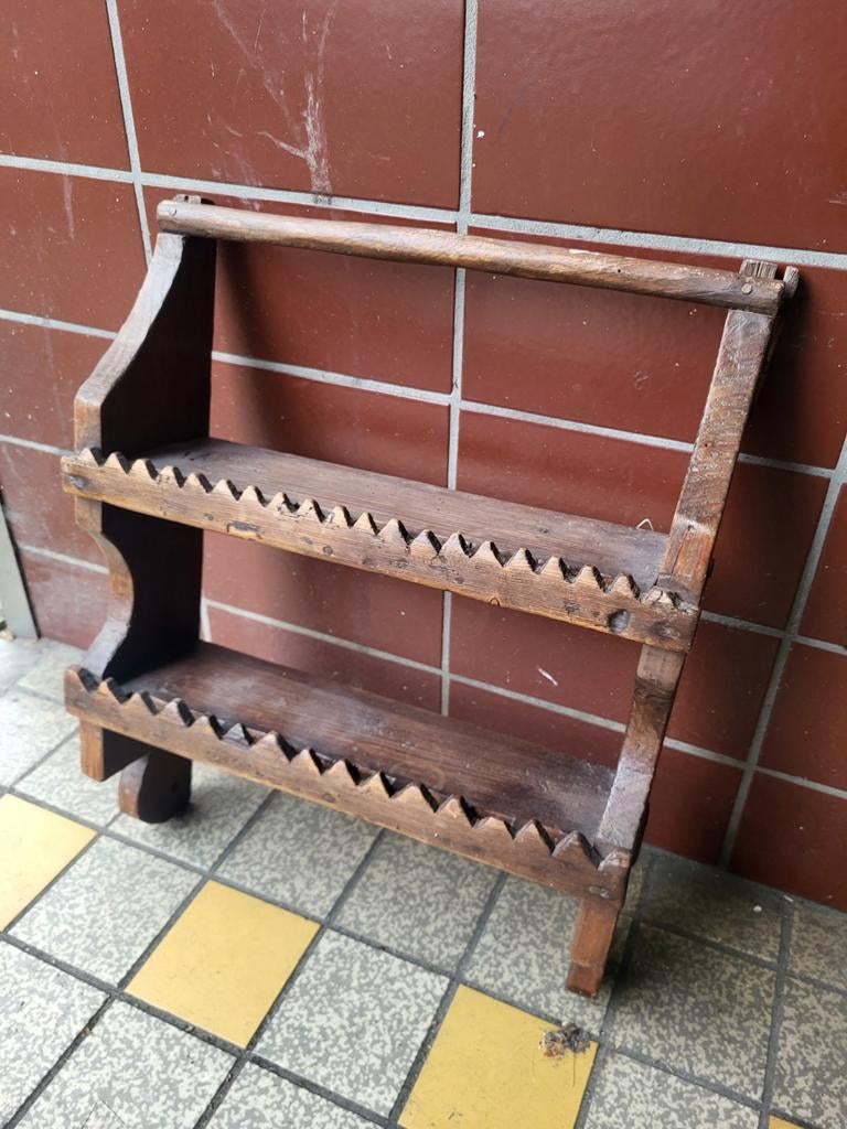 Vintage houten kruidenrekje / wandrekje - 50x40x12 cm, Ophalen