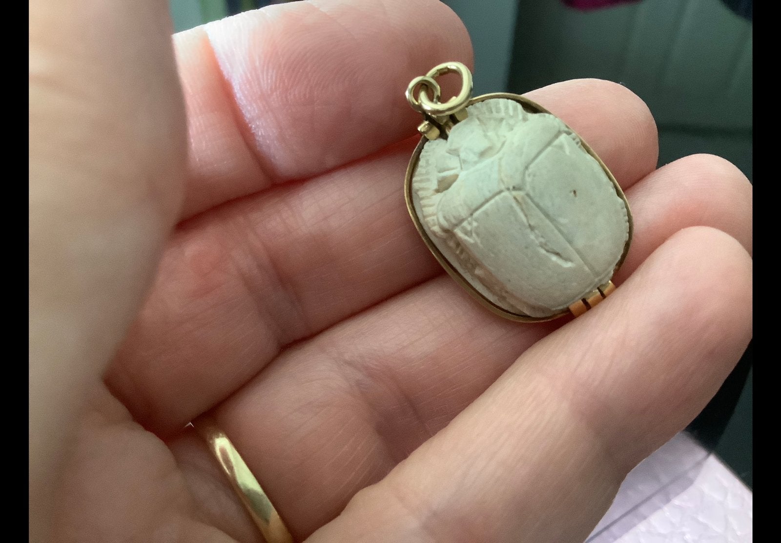 Bijzonder uniek vintage Kettinghanger Egyptische Scarabee 14, Verzenden, Zo goed als nieuw, Goud, Goud