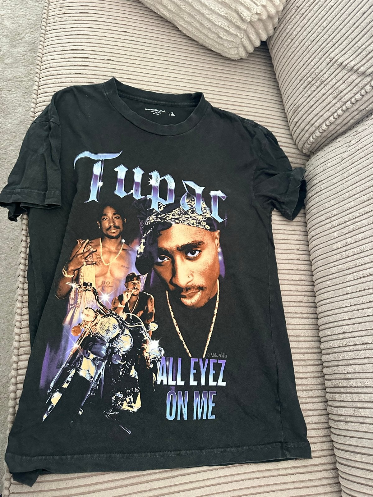 Tupac T-shirt met print - Maat M, Ophalen of Verzenden, Gedragen, Maat 48/50 (M), Zwart