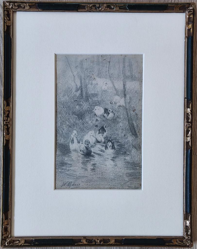 Willem Maris (1844-1910) - Eenden aan de waterkant, Ophalen of Verzenden