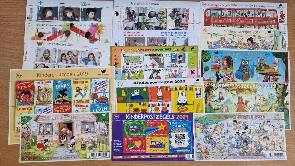 Kinderzegels 2010 t/m 2025 postfris frankeergeldig/nominaal., Postzegels en Munten, Verzenden, Na 1940, Postfris