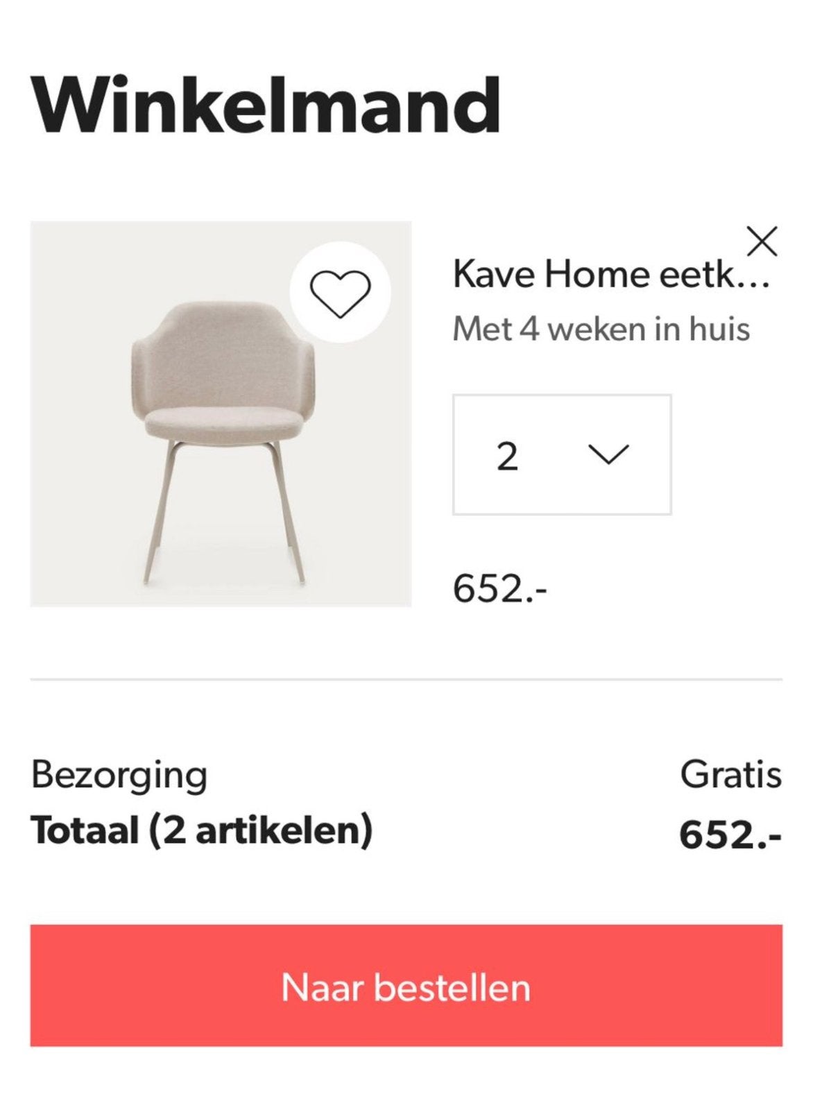 4 beige stoelen kave home, Ophalen, Zo goed als nieuw