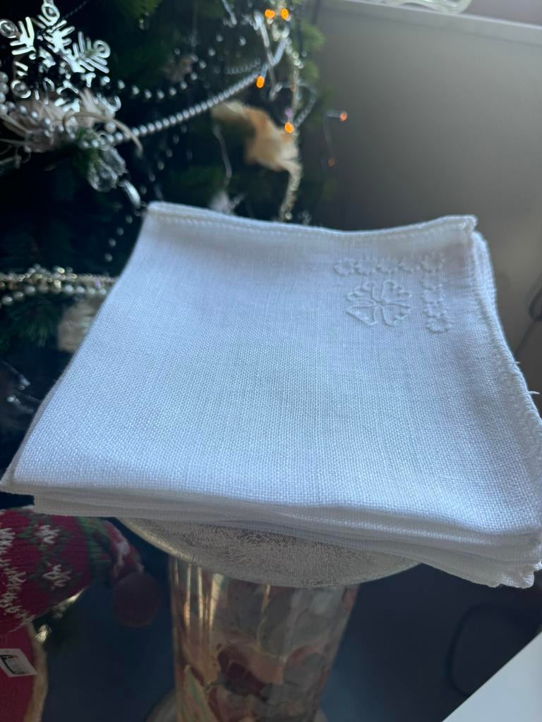 Set of 8 linen placemats and napkins. Handcrafted., Verzenden, Zo goed als nieuw, Rechthoek