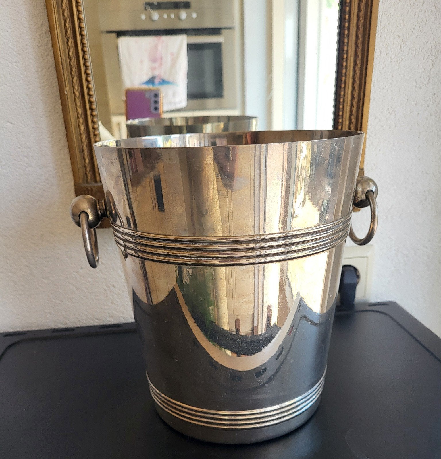 Vintage verzilverde wijn/champagnekoeler van Keltum, Ophalen of Verzenden, Metaal, Minder dan 5 flessen