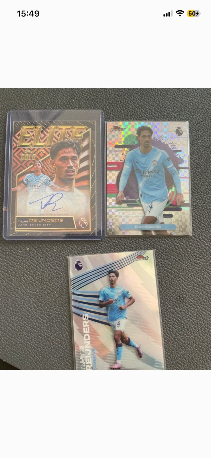 Tijjani Reijnders Manchester City Topps /25 auto (3 stuks), Ophalen of Verzenden, Zo goed als nieuw, Buitenlandse clubs, Spelerskaart