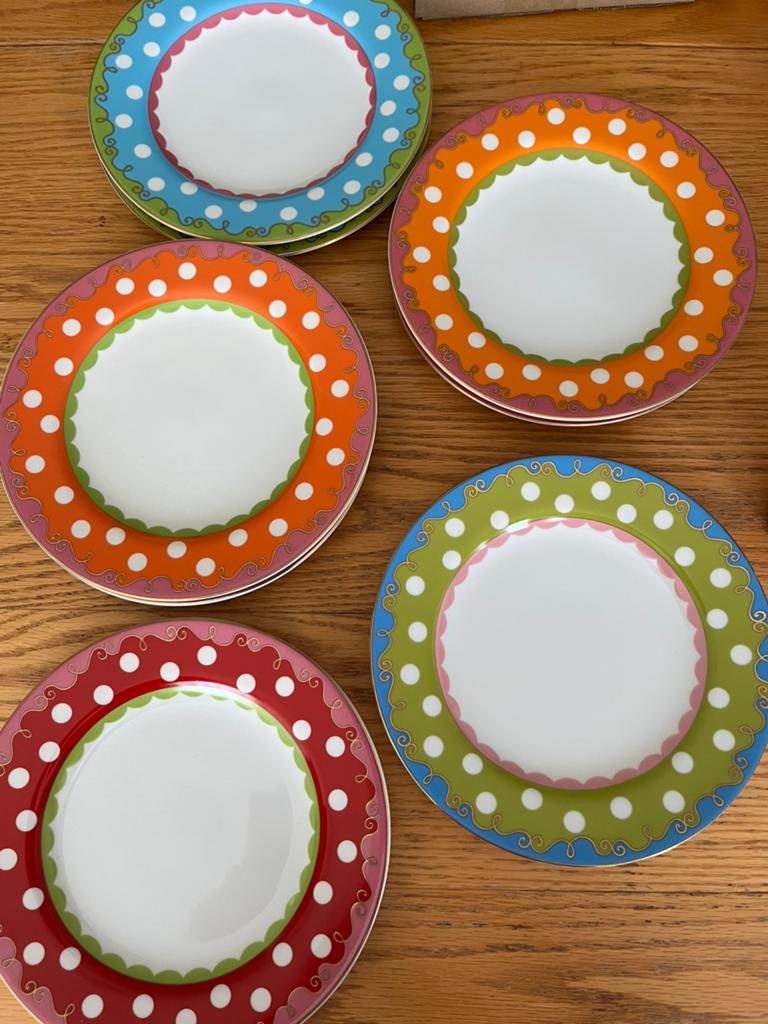 8 Douwe egberts Oilily ontbijtborden, Huis en Inrichting, Keuken | Servies, Ophalen, Zo goed als nieuw, Bord(en), Overige stijlen