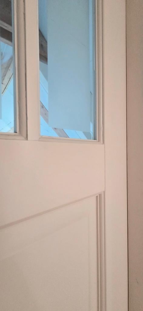 Binnendeur met facet geslepen glas., Ophalen, Glas, Binnendeur, 200 tot 215 cm
