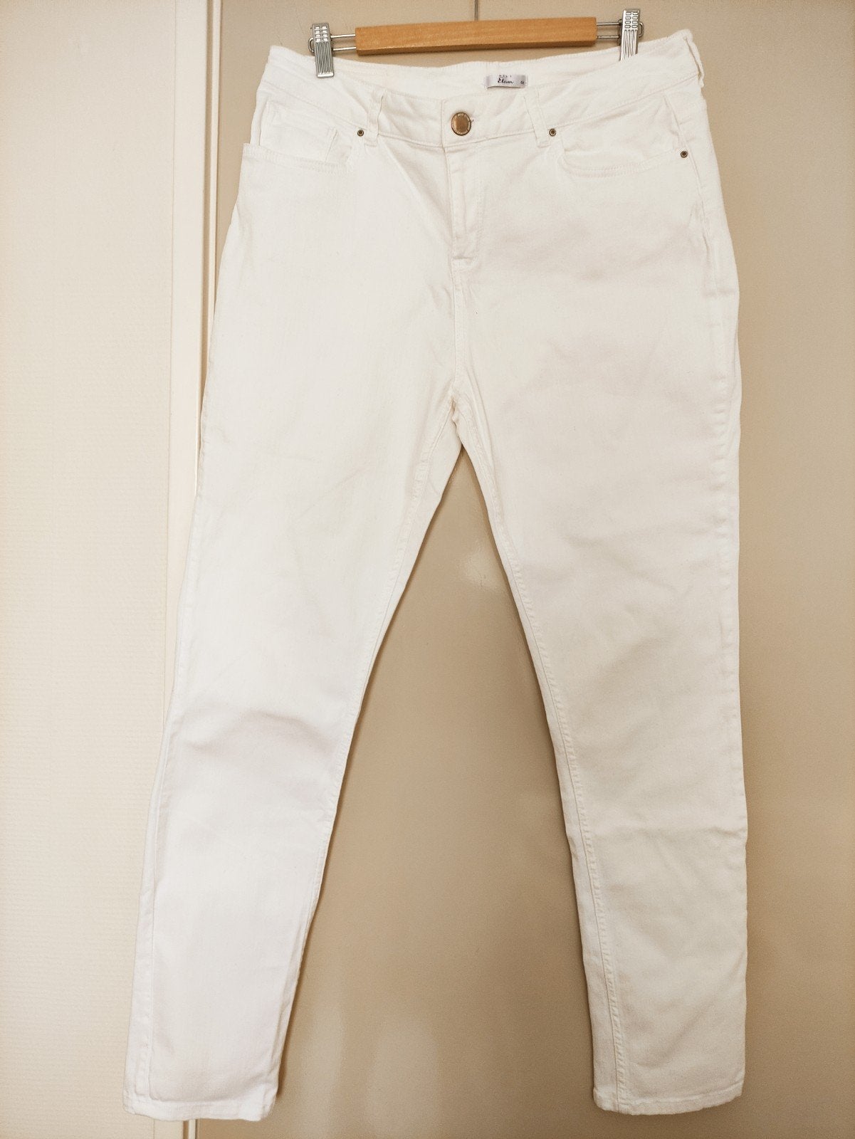 Witte denim dames broek van Miss Etam maat 44, Wit, Ophalen of Verzenden, Zo goed als nieuw, Miss Etam