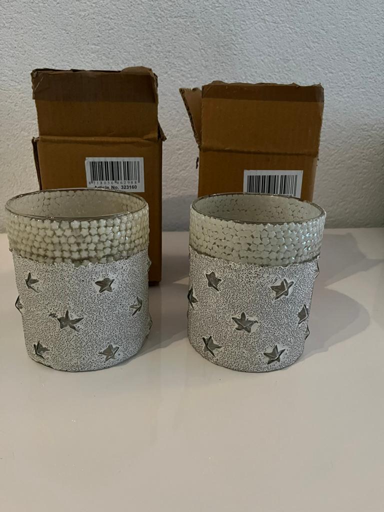 2 x waxinelichtjes houder riviera maison nieuw in doos, Ophalen, Nieuw, Overige materialen, Minder dan 25 cm