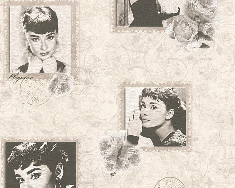 Behang Audrey Hepburn 95890-2, Ophalen of Verzenden, Zwart