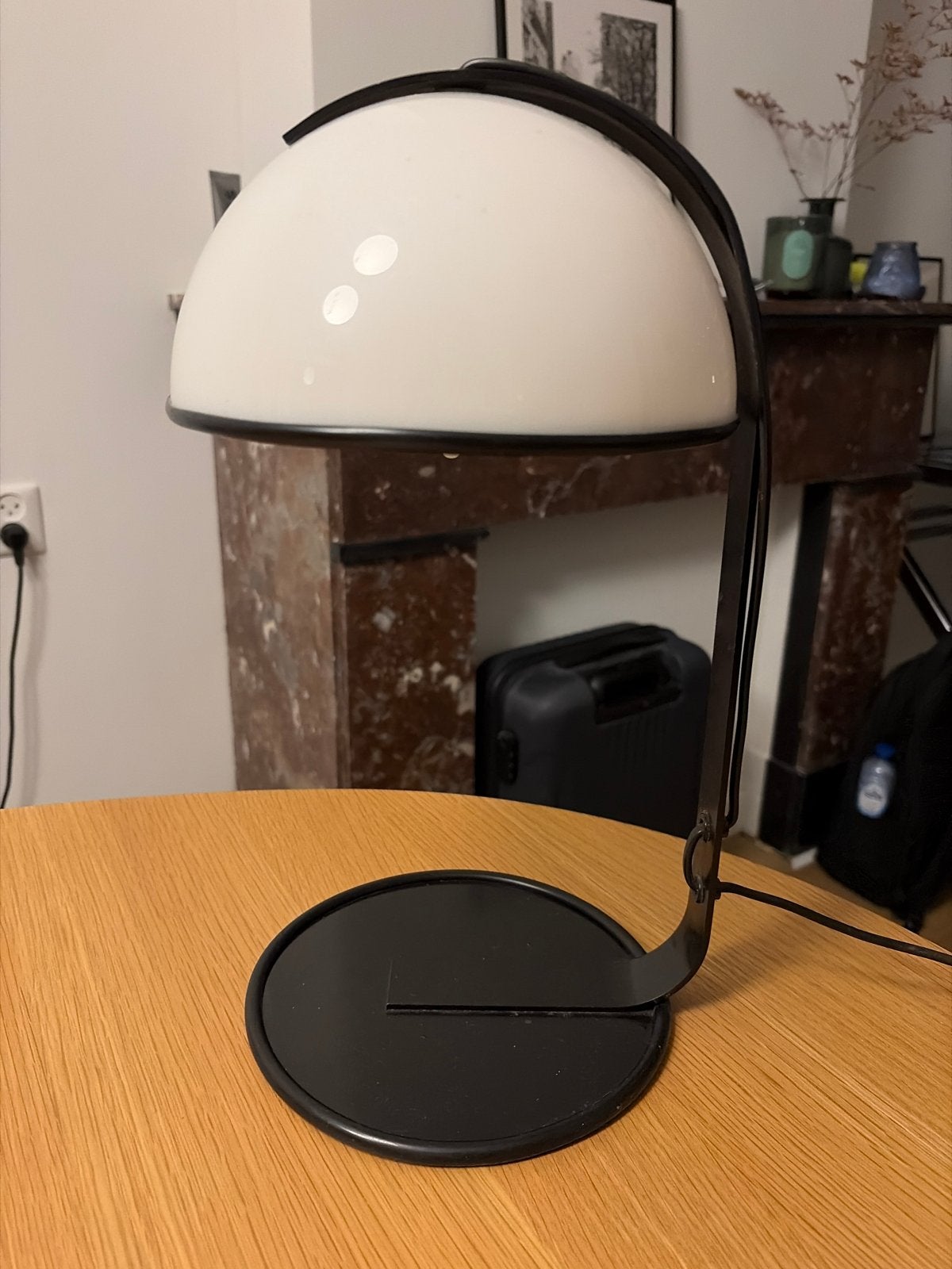 Vintage Dijkstra tafellamp met melkglas kap, Huis en Inrichting, Lampen | Tafellampen, Gebruikt, Overige merken, Vintage, Glas