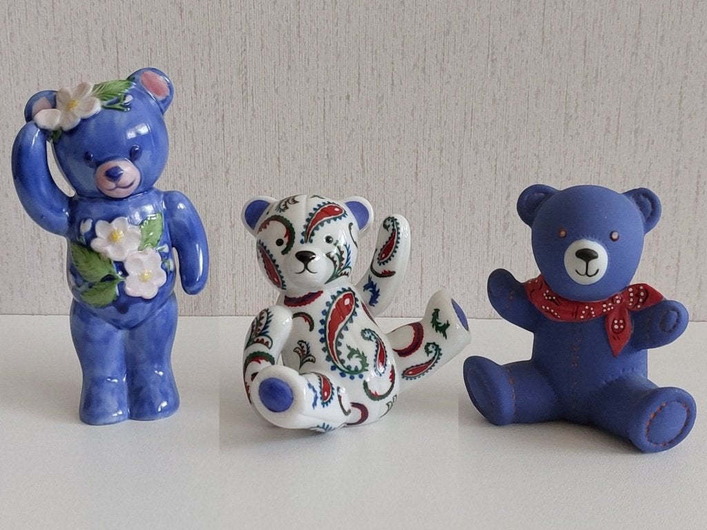 3 Franklin Mint teddybeer beeldjes jaren 90 samen voor € 20, Ophalen of Verzenden, Zo goed als nieuw, Dier