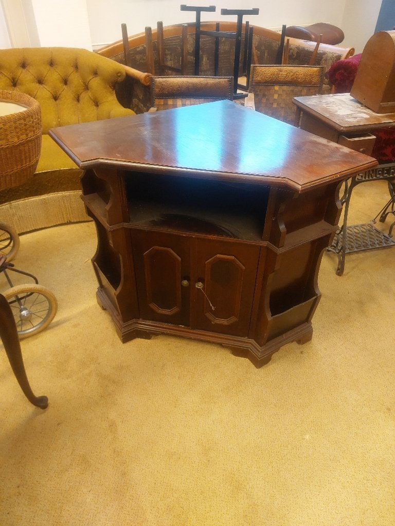 vintage houten hoek tv meubel ( 501044), Ophalen, Gebruikt
