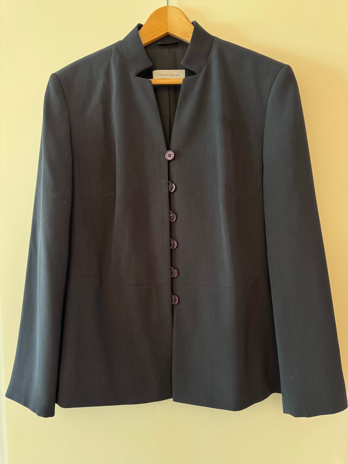 Stijlvol Donkergrijs Pak - Vittoria Verani (Blazer 44, Broek, Kostuum of Pak, Maat 46/48 (XL) of groter, Ophalen of Verzenden