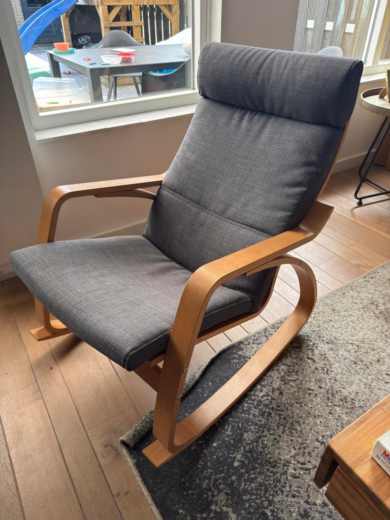 Ikea houten schommelstoel, Ophalen, 75 tot 100 cm, Zo goed als nieuw, Stof