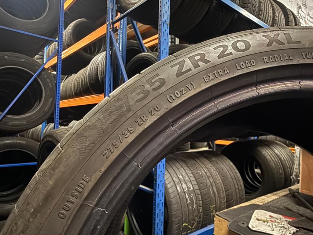 4x 275 35 20 102Y Continental Sportcontact 6 - 6MM~, Gebruikt, 275 mm, Ophalen of Verzenden, Band(en)