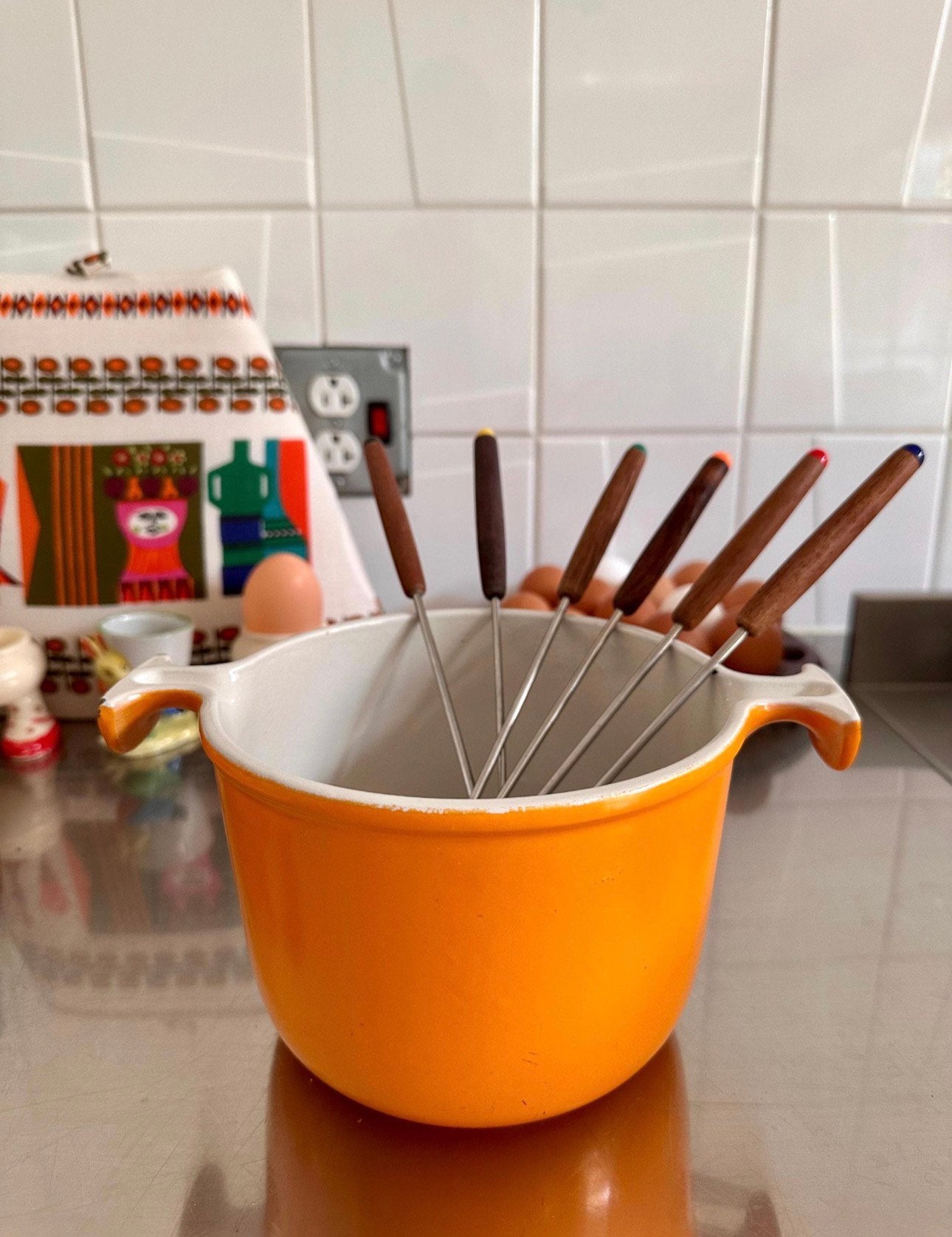 Le Creuset La Mama Savoyard fonduepan Enzo Mari Gietijzer, Gietijzer, Ophalen of Verzenden, Zo goed als nieuw, X