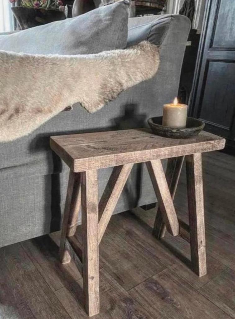 ~Stoer Sober Landelijk Houten Krukje/Bankje~, Huis en Inrichting, Woonaccessoires | Overige, Zo goed als nieuw, Ophalen of Verzenden