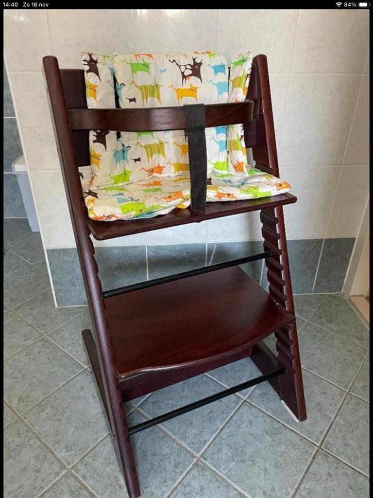 Stokke Tripp Trapp kinderstoel, leertje, beugel kussenset., Ophalen of Verzenden, Nieuw, Meegroeistoel, Aanschuifbaar