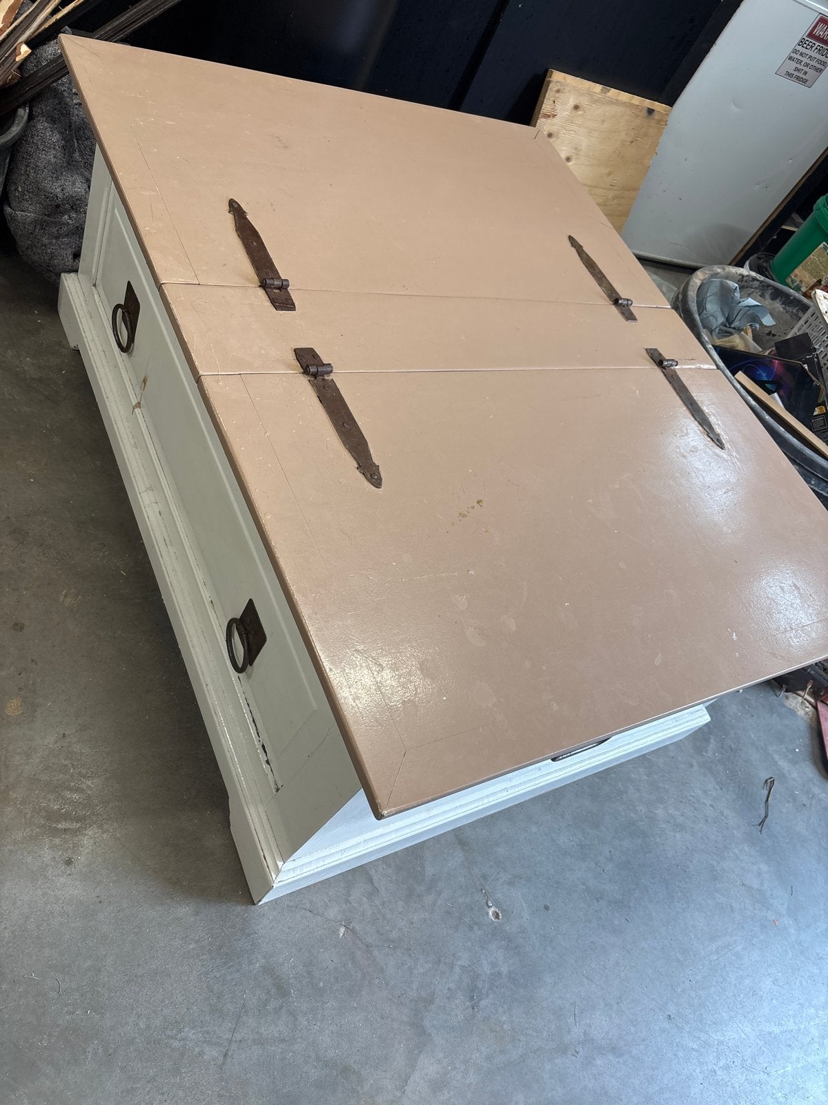 Vintage Salontafel (kist) met Opbergruimte, Ophalen, Gebruikt, 100 tot 150 cm, Vierkant