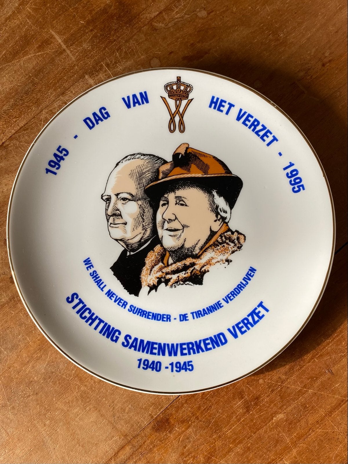 Herdenkingsbord Dag van het Verzet 1945-1995 Churchill Wilhe, Ophalen of Verzenden