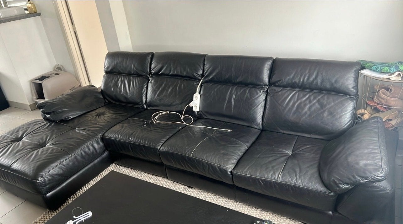 Groot lederen hoeksalon, Ophalen, Gebruikt, Hoekbank, 300 cm of meer