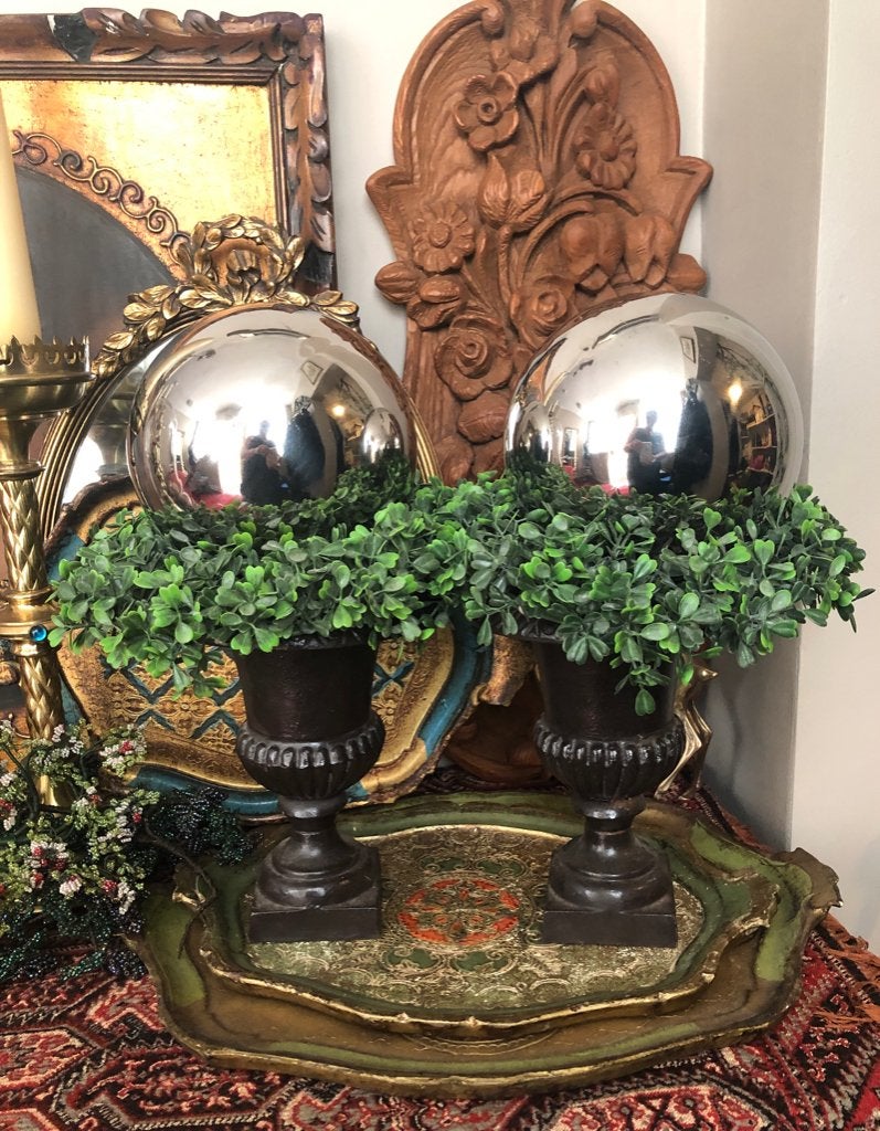 2  Heksenballen spiegelbol Zilver Glans - huis/tuin - kerst, Ophalen of Verzenden