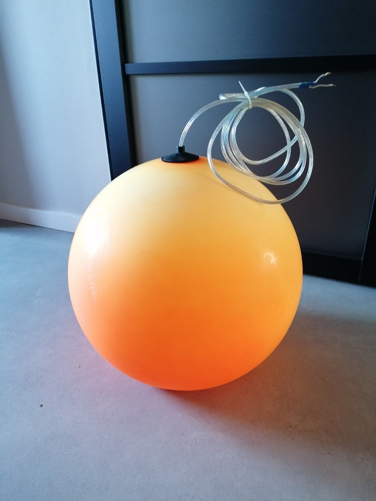 Vintage Retro Oranje Kunststof Mars Hanglamp Lamp 45 cm Bol, Kunststof, Gebruikt, Ophalen of Verzenden, Space age