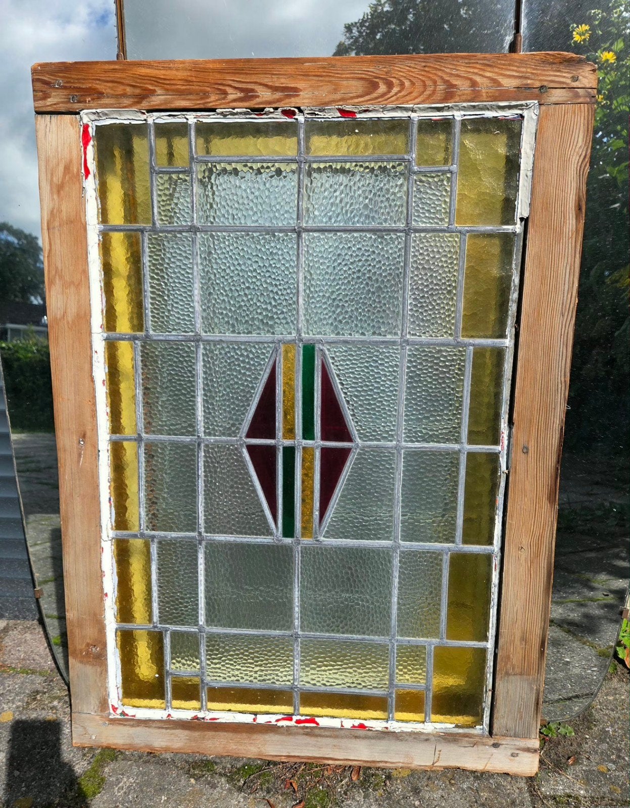 Glas in lood raam, Antiek en Kunst, Curiosa en Brocante, Ophalen